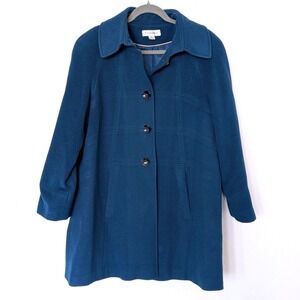 Preston & York Sapphire Blue Wool Blend Car Coat Womens Size 8